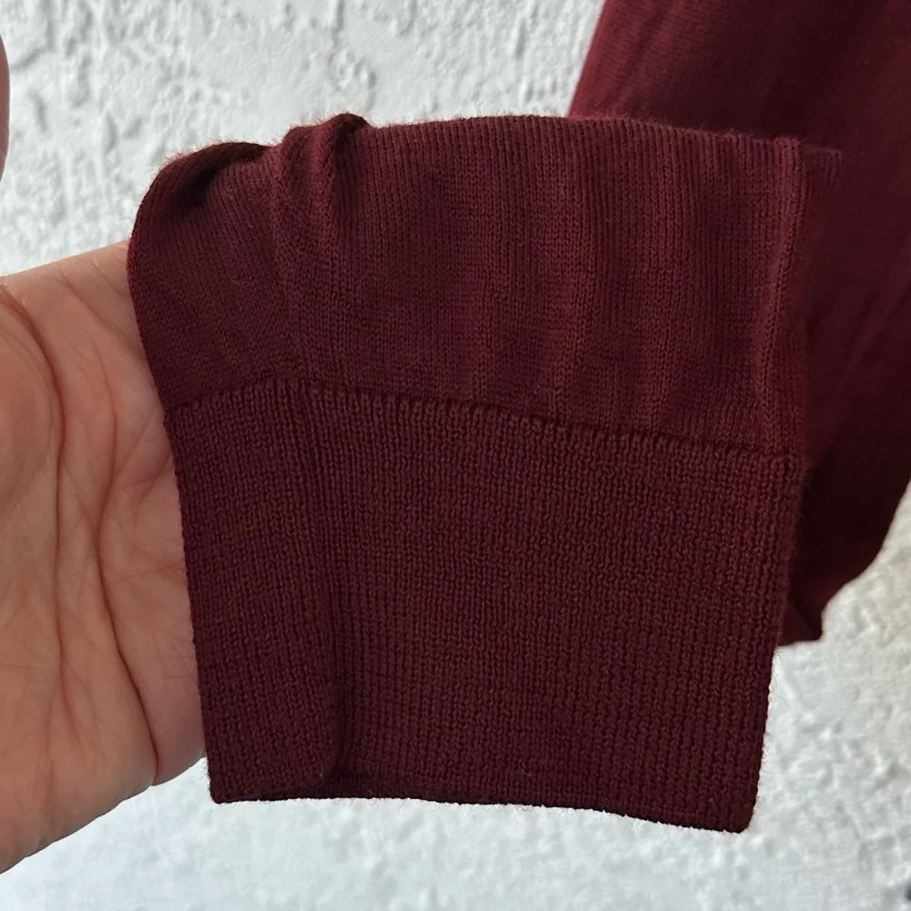 Hugo Boss Virgin Wool Polo V Neck Long Sleeve Maroon Large Soft Mens Sweater